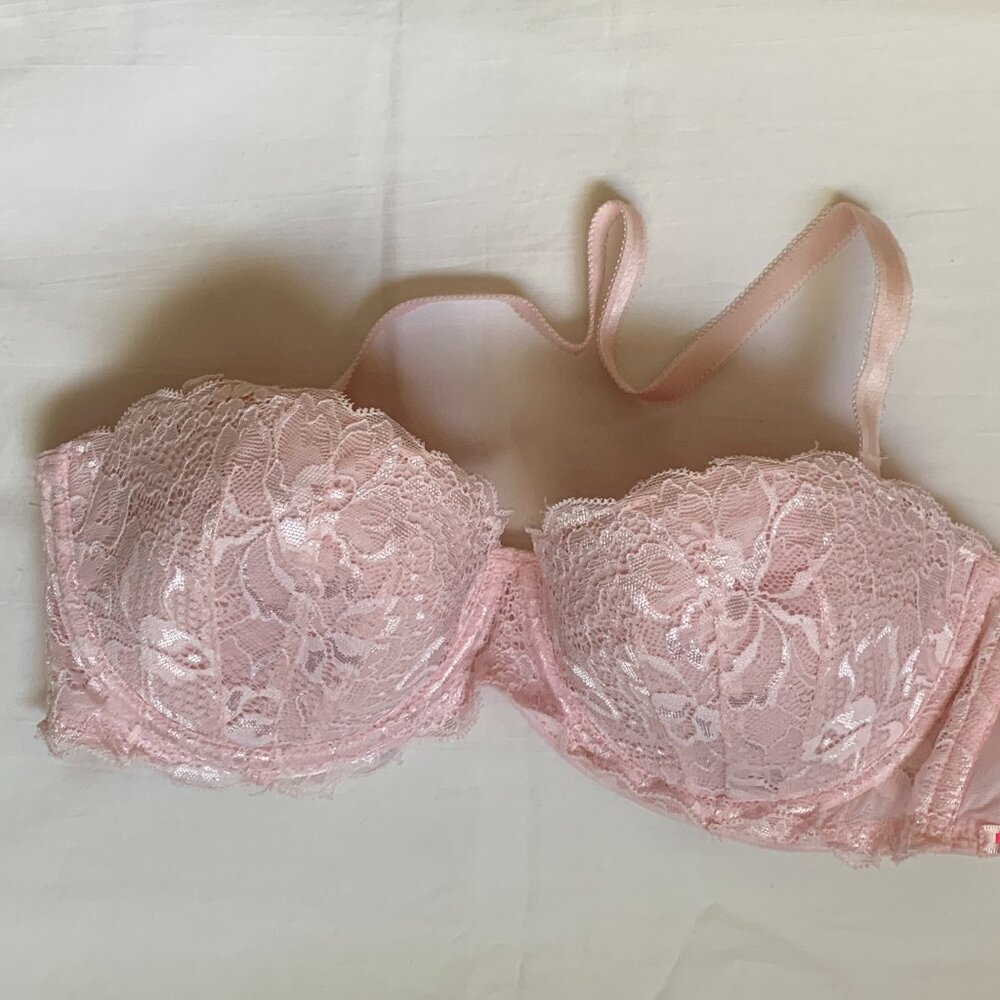 VS PINK Embroidery Unined Demi Bra. Size 36B